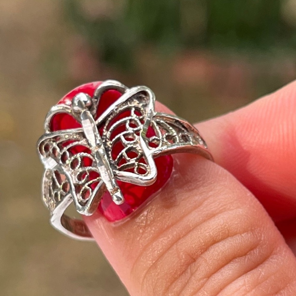 925 Sterling Silver Filigree Butterfly Ring